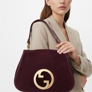 Gucci Blondie Deep Burgundy Shoulder Bag with Gold Accent